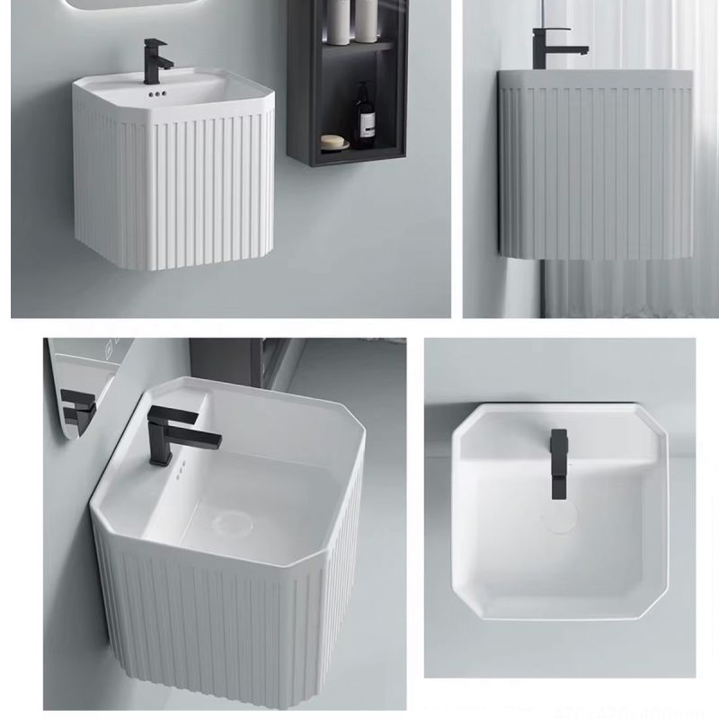 Lavoar, montaj suspendat, gaura de baterie, 42x42x40 cm ceramica sanitara , Alb Lucios, Adele