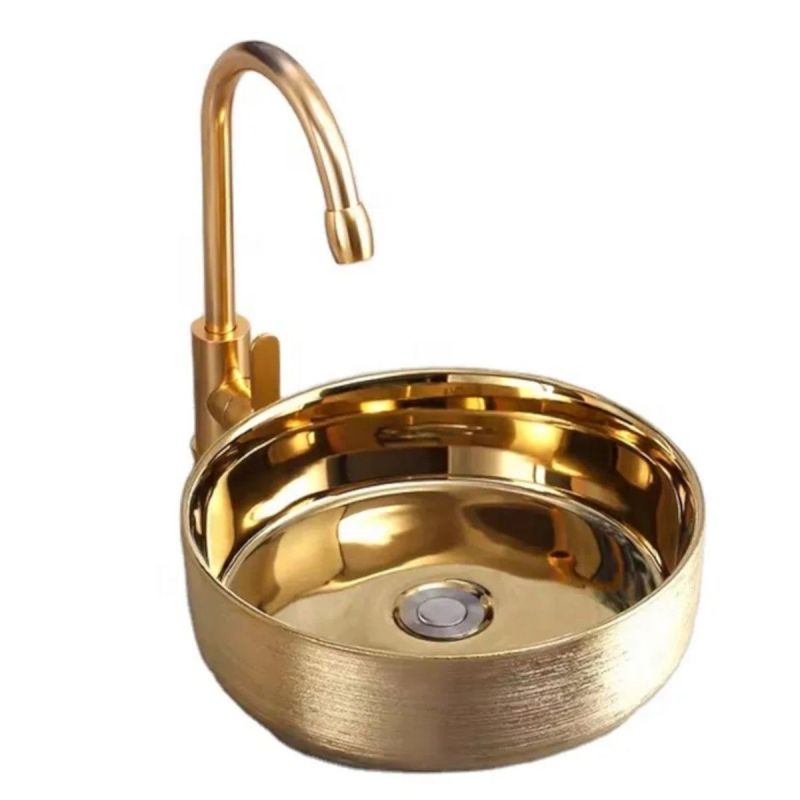 Lavoar Morena, Auriu, diamtru 36 cm, montaj pe blat, ceramica sanitara