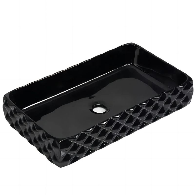 Lavoar, Negru, 61x34 cm, montaj pe blat, ceramica sanitara, Sidef