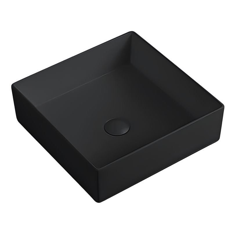 Lavoar, Negru Mat, Power color, ceramica sanitara, design ultra-subtire 40x40 cm, Blanco