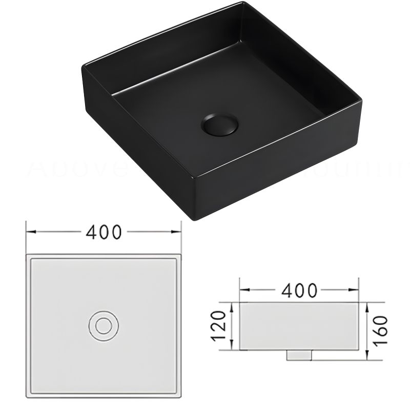 Lavoar, Negru Mat, Power color, ceramica sanitara, design ultra-subtire 40x40 cm, Blanco