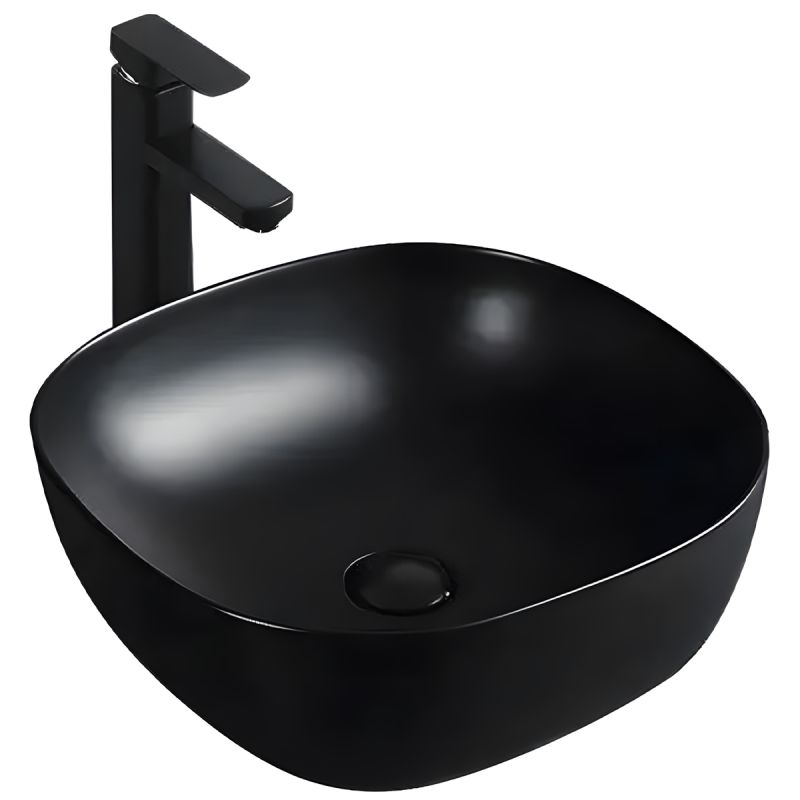 Lavoar, Negru Mat, Power Color, ceramica sanitara, montaj pe blat, 40.5x40.5 cm, Viva