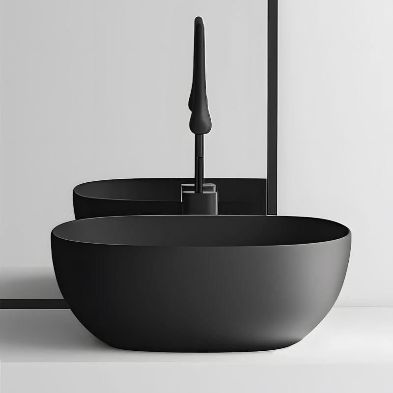 Lavoar, Negru Mat, Power Color, ceramica sanitara, montaj pe blat, 40.5x40.5 cm, Viva