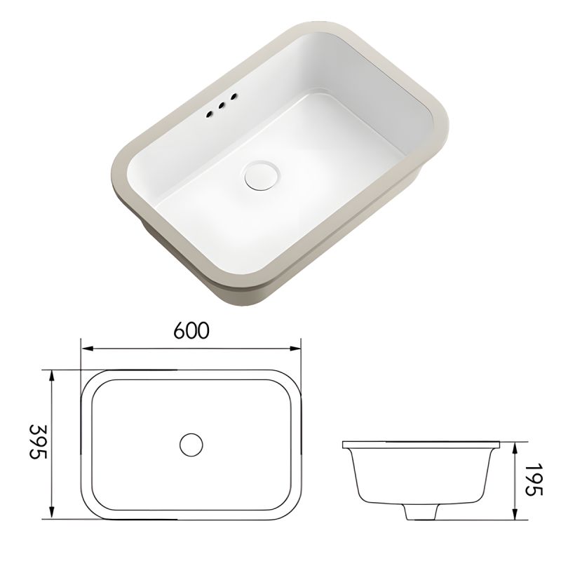 Lavoar, Negru Mat, Power Color, montaj incastat sub blat, ceramica sanitara, 60x39 cm, Viola