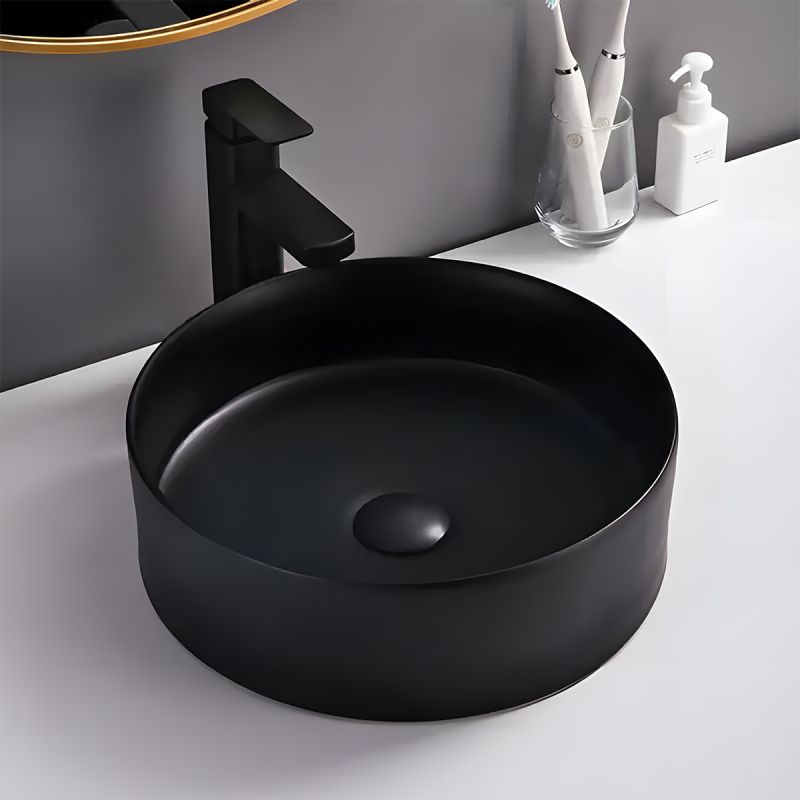 Lavoar, Negru Mat, Power color, montaj pe blat, ceramica sanitara, diametru 42 cm, Linea
