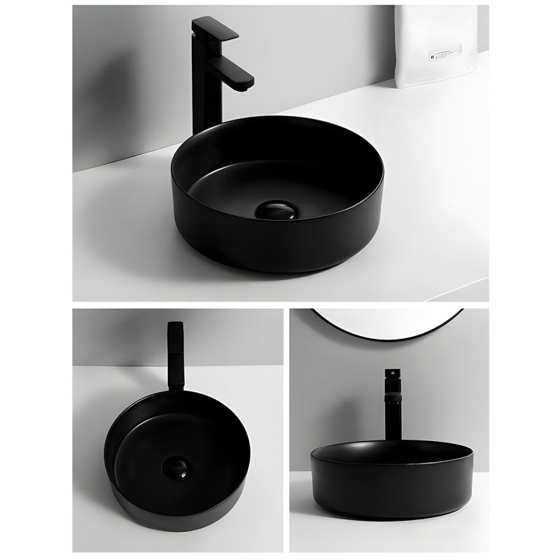 Lavoar, Negru Mat, Power color, montaj pe blat, ceramica sanitara, diametru 42 cm, Linea