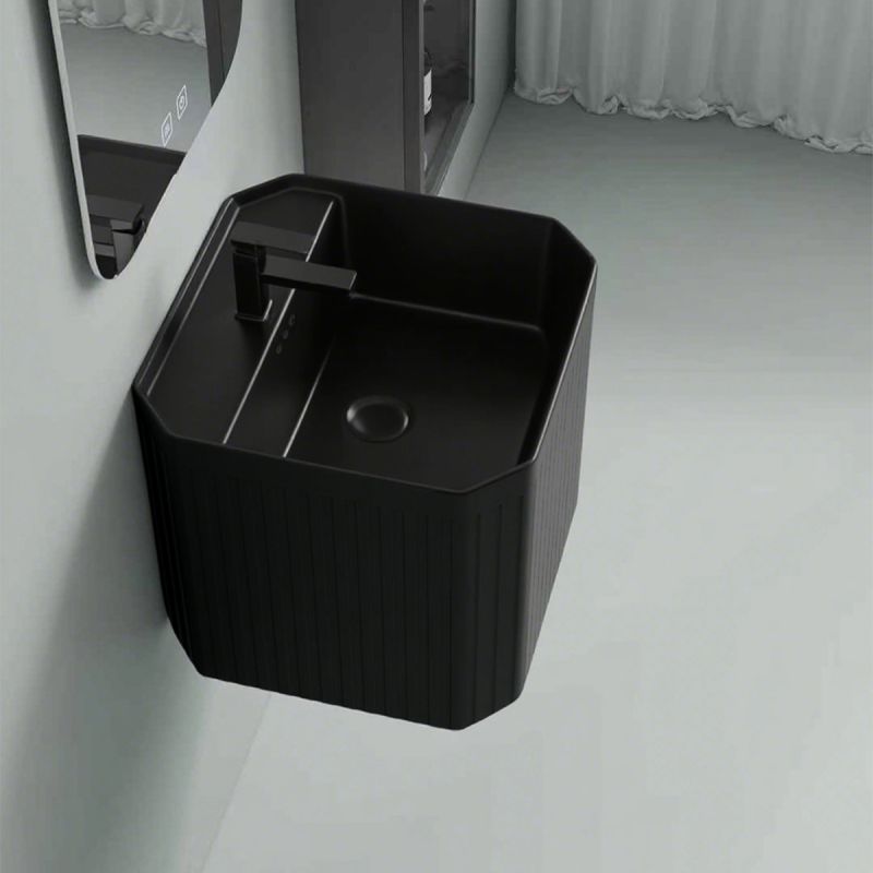 Lavoar, Negru Mat, Power Color, montaj suspendat, 42x42x40 cm, ceramica sanitara, Adele