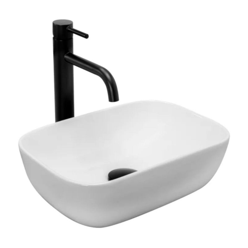 Lavoar REA Belinda Mini, Alb, 36x25 cm, montaj pe blat, ceramica sanitara