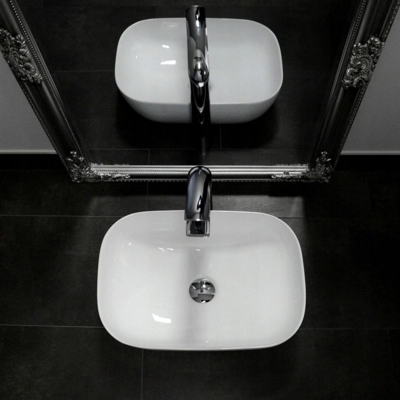 Lavoar REA Belinda Mini, Alb, 36x25 cm, montaj pe blat, ceramica sanitara