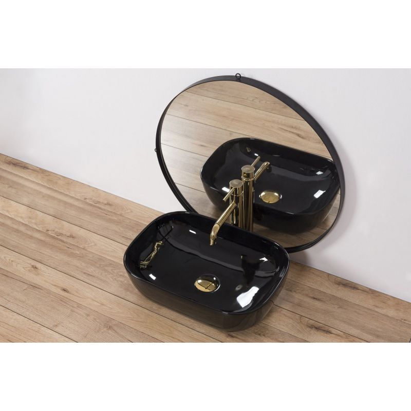 Lavoar REA Belinda, Negru, lucios, 46,5x33 cm, montaj pe blat, ceramica sanitara