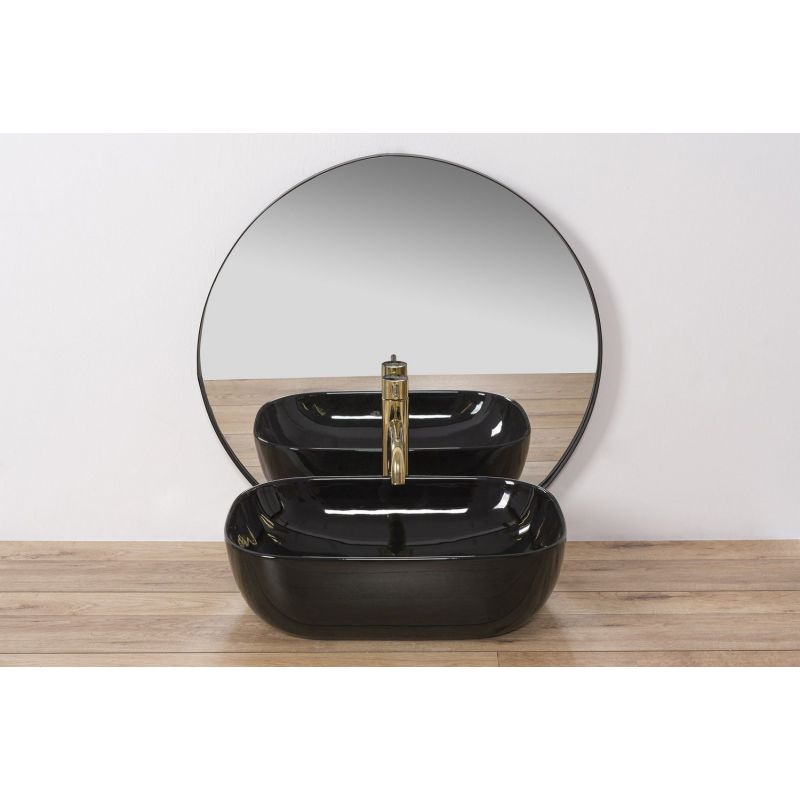 Lavoar REA Belinda, Negru, lucios, 46,5x33 cm, montaj pe blat, ceramica sanitara