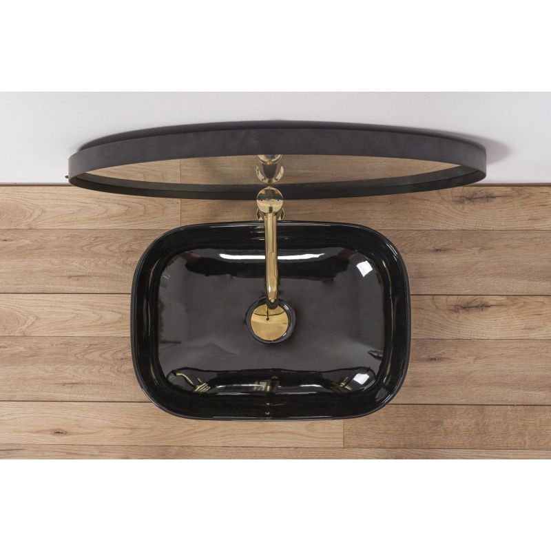 Lavoar REA Belinda, Negru, lucios, 46,5x33 cm, montaj pe blat, ceramica sanitara
