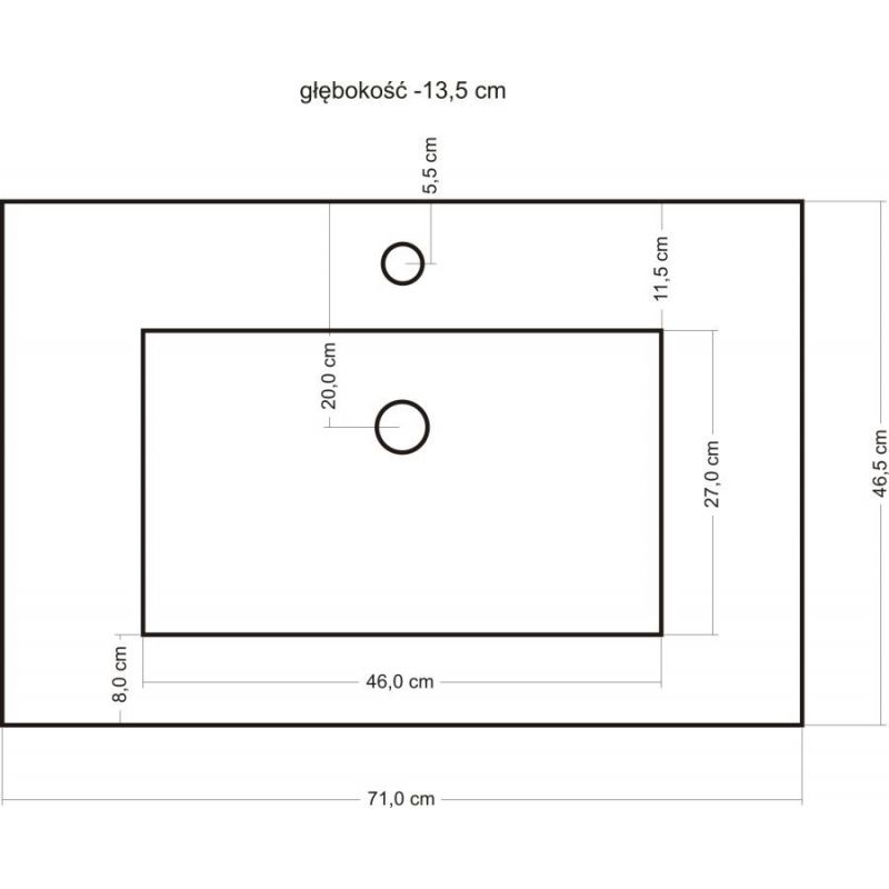 Lavoar REA Dafne, Alb, lucios, 71x46.5 cm, motanj semi-incastrat, ceramica sanitara, cu gaura baterie si preaplin