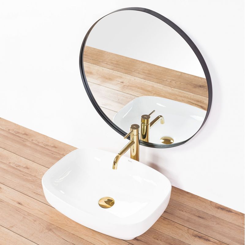 Lavoar REA Gizel 50, Alb, lucios, 50.5x38.5 cm, montaj pe blat, ceramica sanitara
