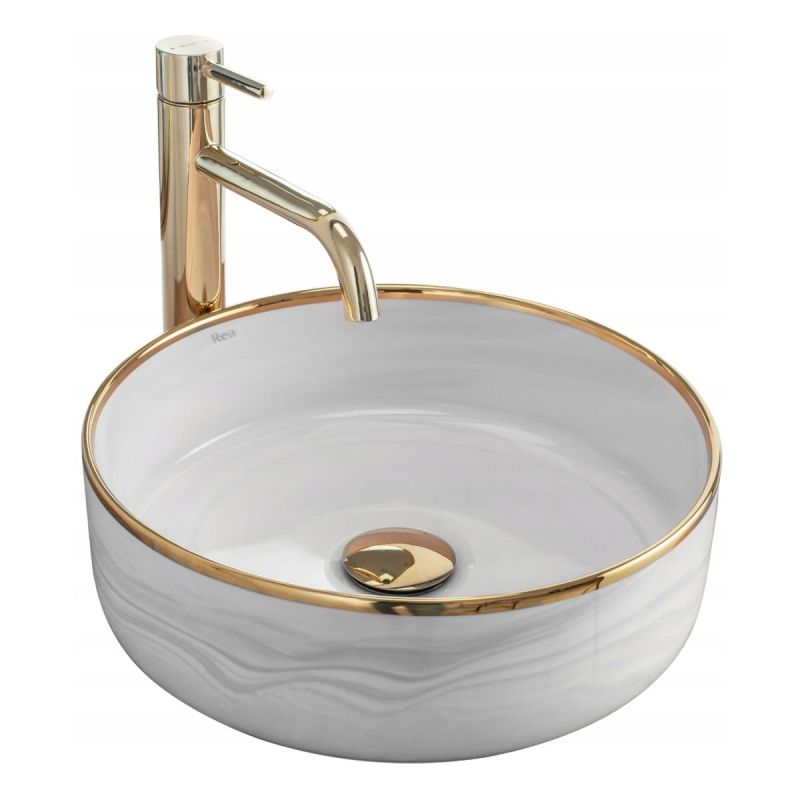 Lavoar REA Merida, Gri, lucios, 35.5x35.5 cm, montaj pe blat, ceramica sanitara