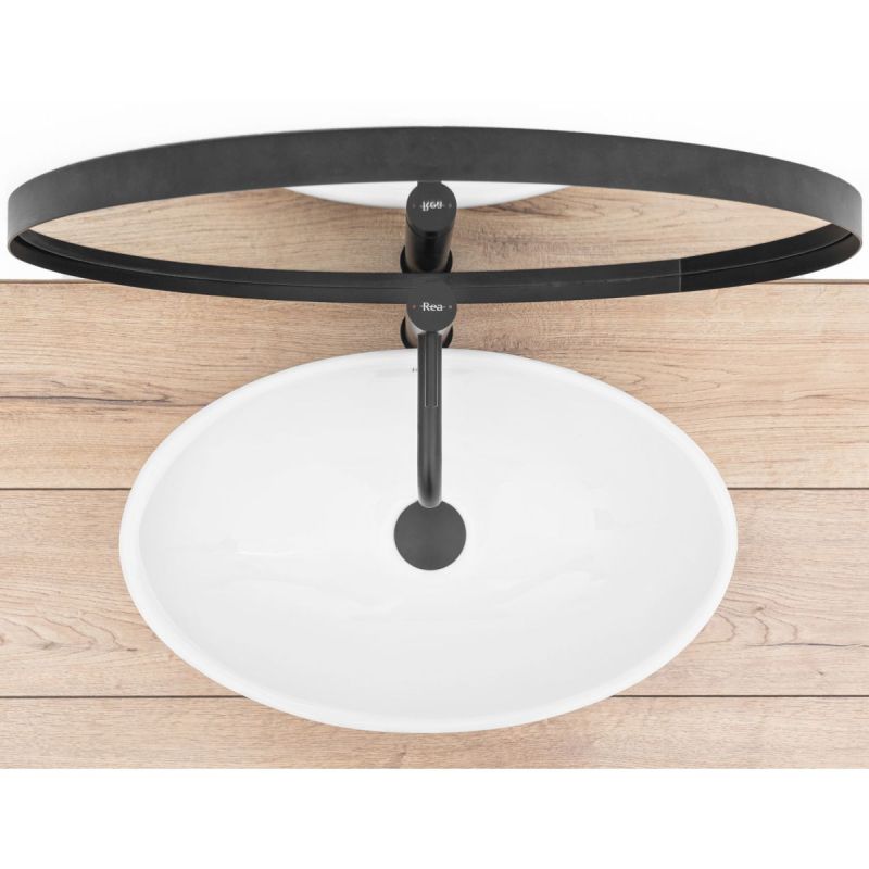 Lavoar REA Pamela, Alb, lucios, 53x33 cm, montaj pe blat, ceramica sanitara
