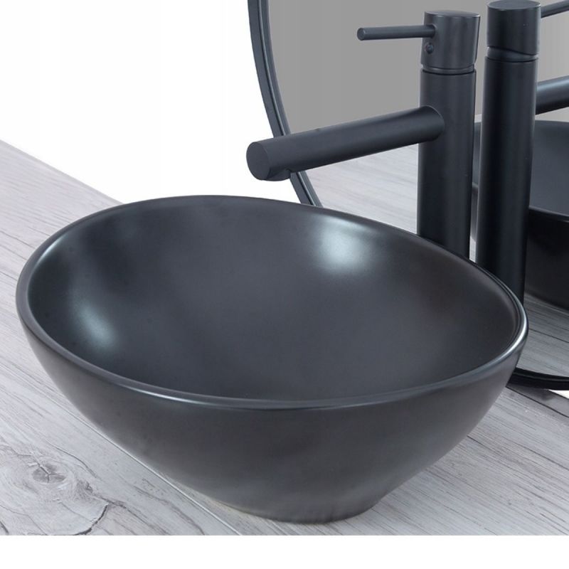 Lavoar REA Sofia, Negru, mat, 41x34.5 cm, montaj pe blat, ceramica sanitara