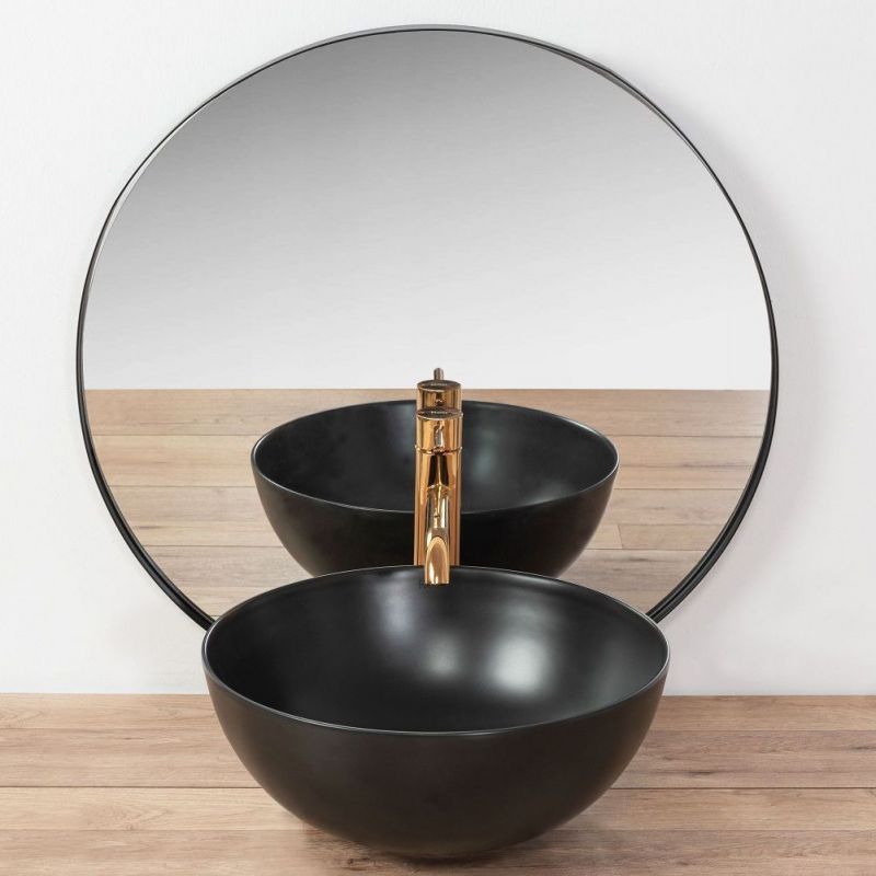 Lavoar REA Stella, Negru, mat, 36x36 cm, montaj pe blat, ceramica sanitara