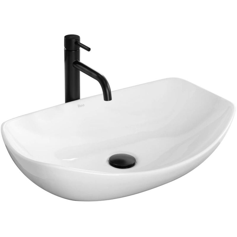 Lavoar REA Tango, Alb, lucios, 56.5x40.5 cm, montaj pe blat, ceramica sanitara