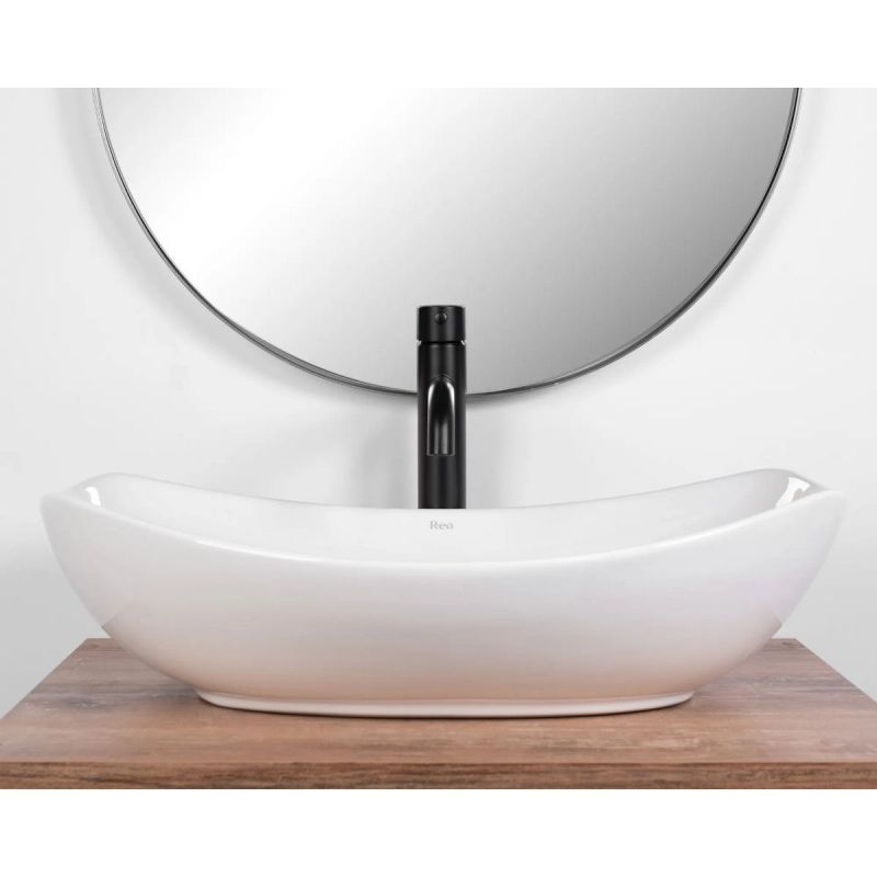 Lavoar REA Tango, Alb, lucios, 56.5x40.5 cm, montaj pe blat, ceramica sanitara