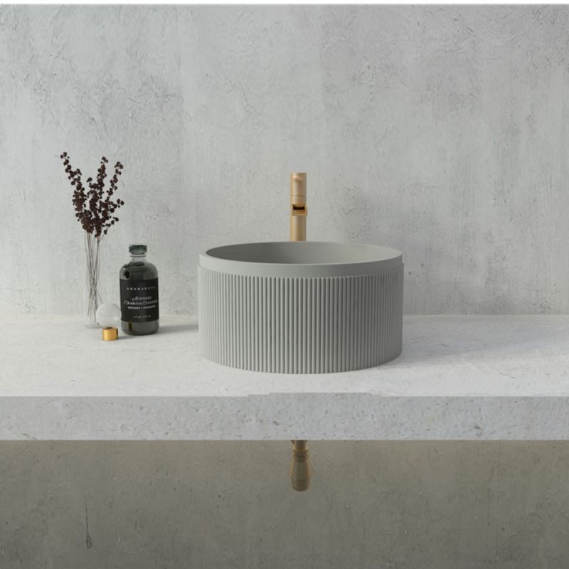 Lavoar Milena,compozit mineral, Gri concrete, montaj pe blat, diametru 40 cm, Royalty Line by Ego