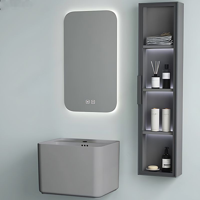 Lavoar, Gri Mat, Power color, montaj suspendat, cu gaura de baterie 50x40 cm, Alfonso