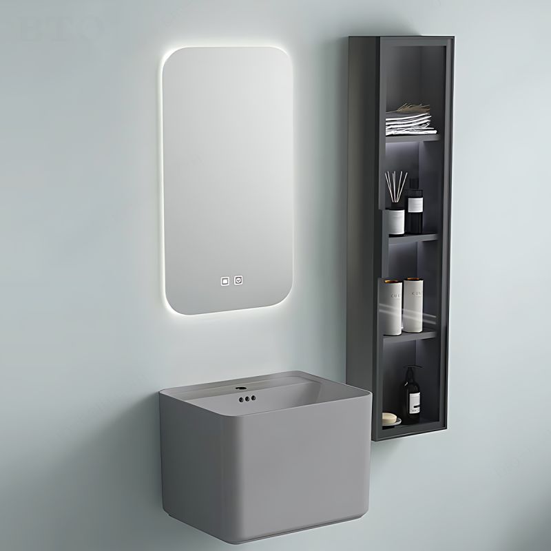 Lavoar, Gri Mat, Power color, montaj suspendat, cu gaura de baterie 50x40 cm, Alfonso