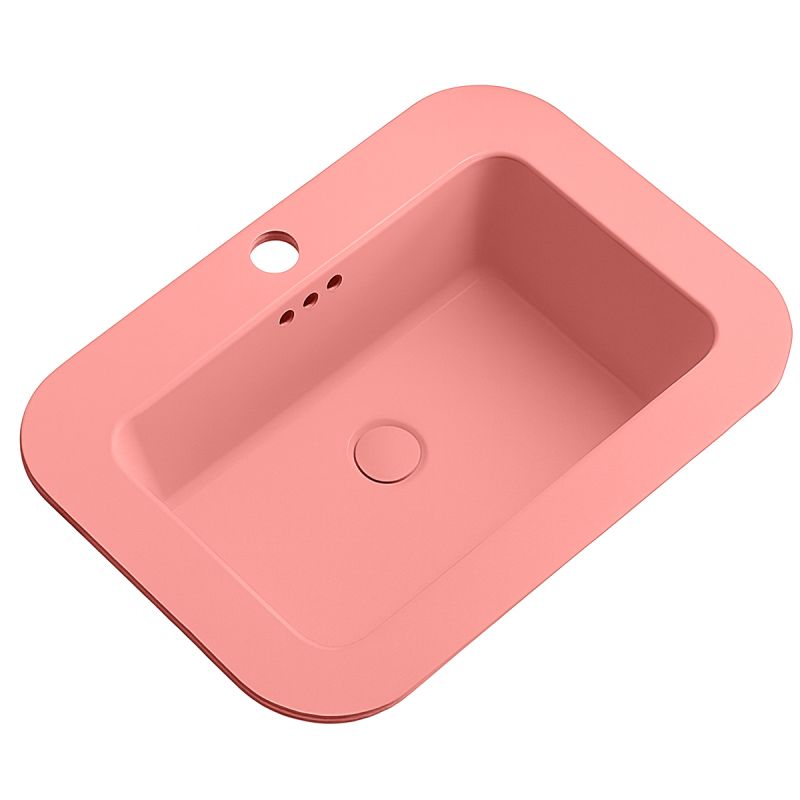 Lavoar, Roz Somon Mat, Power Color, montaj semi-incastrat, cu gaura de baterie, ceramica sanitara, 60x44 cm, Monza