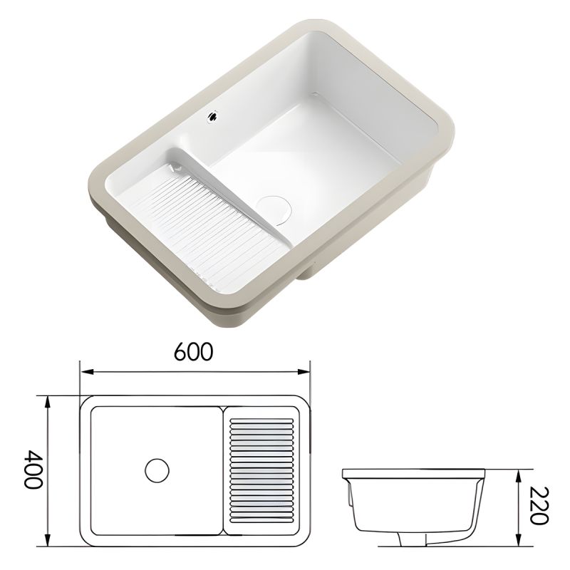 Lavoar Spalatorie, Gri Mat, Power Color, montaj incastrat sub blat, ceramica sanitara, 60x40, Lavio