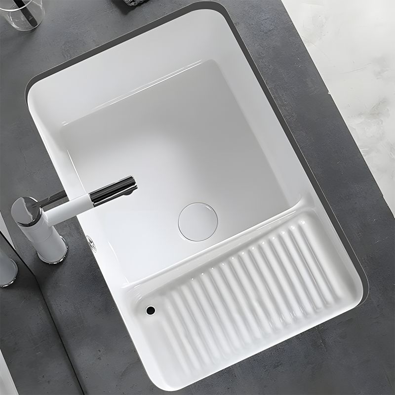 Lavoar Spalatorie, montaj incastrat sub blat, Alb Lucios, ceramica sanitara, 60x40, Lavio