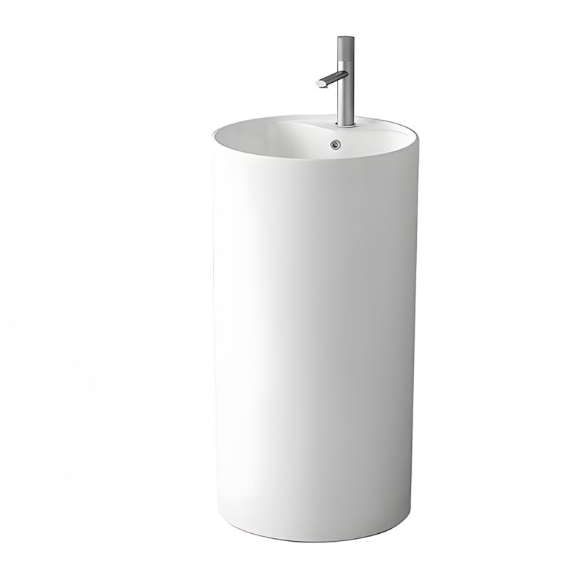 Lavoar stativ, Alb Lucios, cu gaura de baterie, diametru 45 cm, ceramica sanitara, Modena