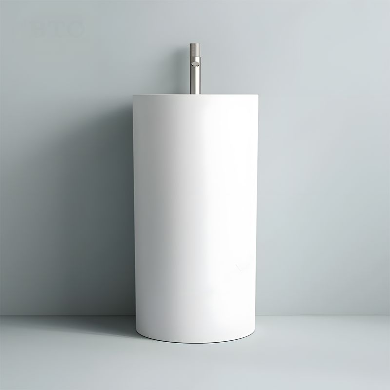 Lavoar stativ, Alb Lucios, cu gaura de baterie, diametru 45 cm, ceramica sanitara, Modena