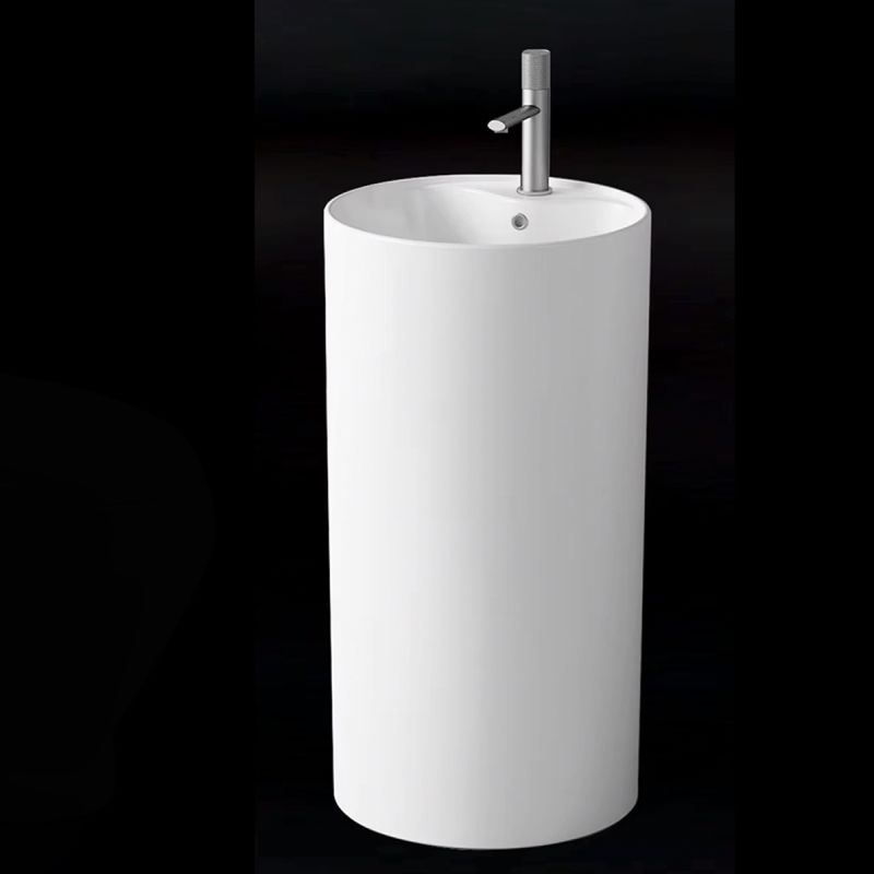 Lavoar stativ, Alb Lucios, cu gaura de baterie, diametru 45 cm, ceramica sanitara, Modena