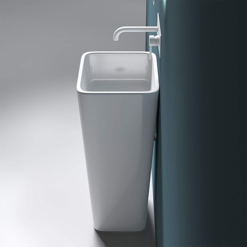 Lavoar stativ EGO 31, Alb lucios, 40x35x81 cm, montaj podea, compozit marmura