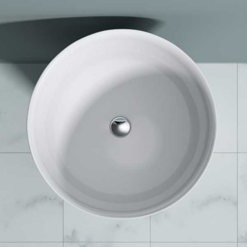 Lavoar stativ EGO 33, Alb, lucios, 42x42x85 cm, montaj podea, compozit marmura