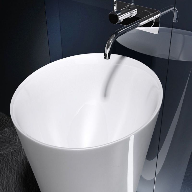 Lavoar stativ EGO 33, Alb, lucios, 42x42x85 cm, montaj podea, compozit marmura