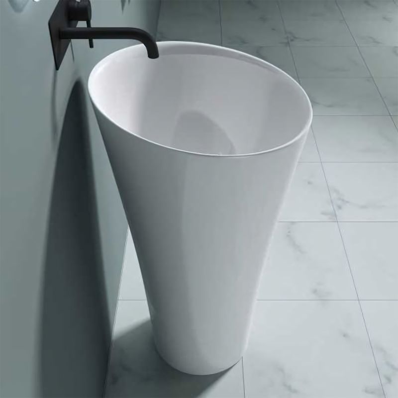 Lavoar stativ EGO 33, Alb, lucios, 42x42x85 cm, montaj podea, compozit marmura