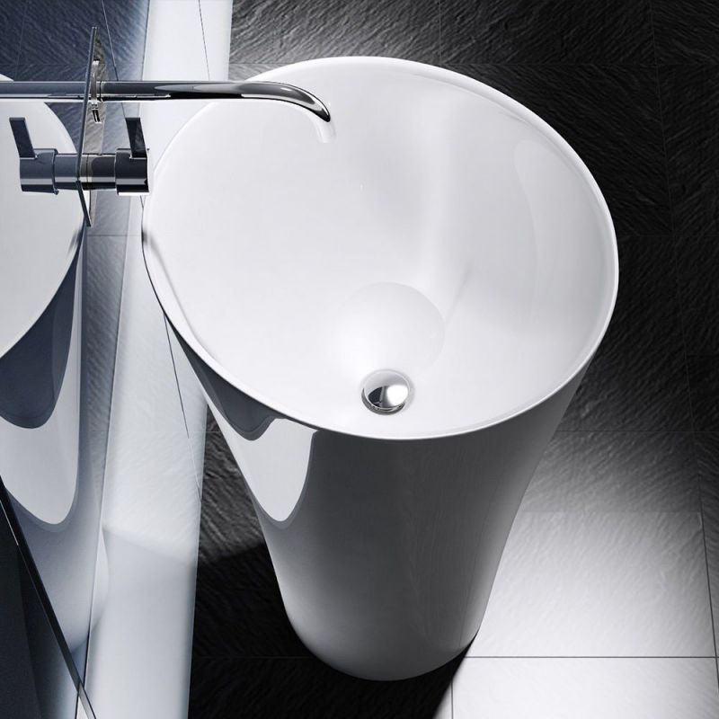 Lavoar stativ EGO 33, Alb, lucios, 42x42x85 cm, montaj podea, compozit marmura