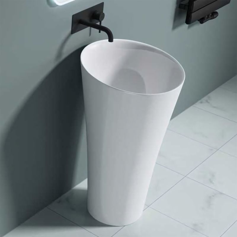 Lavoar stativ EGO 33, Alb, lucios, 42x42x85 cm, montaj podea, compozit marmura