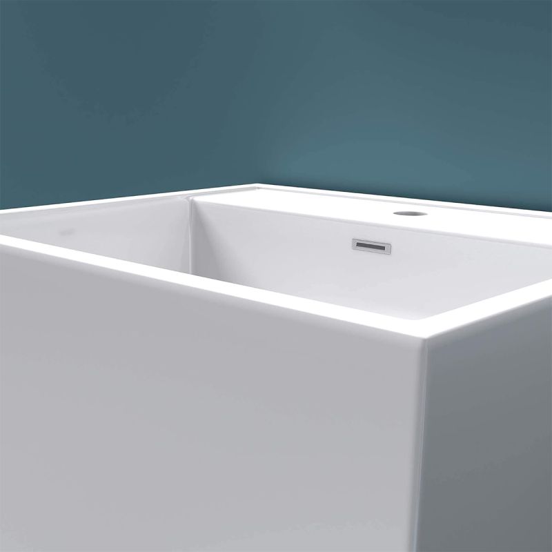 Lavoar stativ EGO 34, Alb, lucios, 50x42x90 cm, montaj podea, compozit marmura, cu gaura baterie si preaplin
