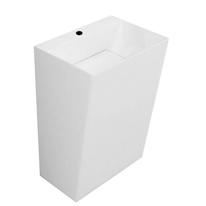 Lavoar stativ EGO 40, Alb Lucios, 55x42x85 cm, montaj pe podea, compozit de marmura, cu gaura baterie