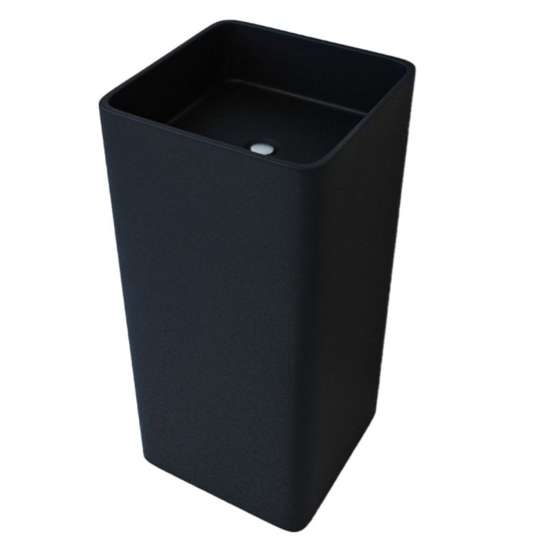 Lavoar stativ EGO Bufon, Negru mat, Power Colour, 40x40x85 cm, montaj pe podea, ceramica sanitara
