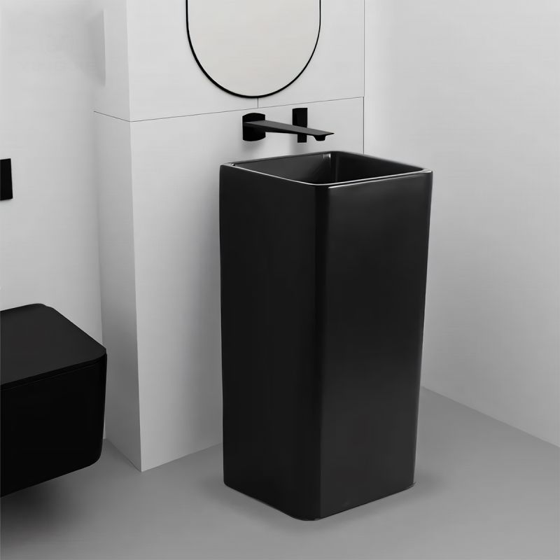 Lavoar stativ EGO Bufon, Negru mat, Power Colour, 40x40x85 cm, montaj pe podea, ceramica sanitara