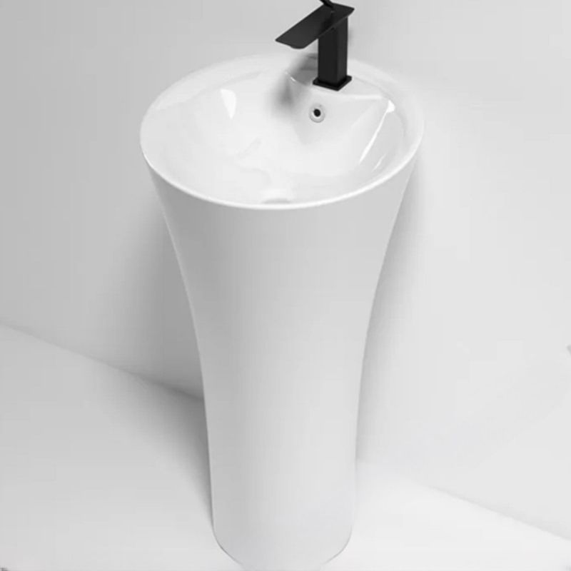 Lavoar stativ EGO David, Alb, 45x87 cm,cu gaura de baterie, montaj pe podea, ceramica sanitara