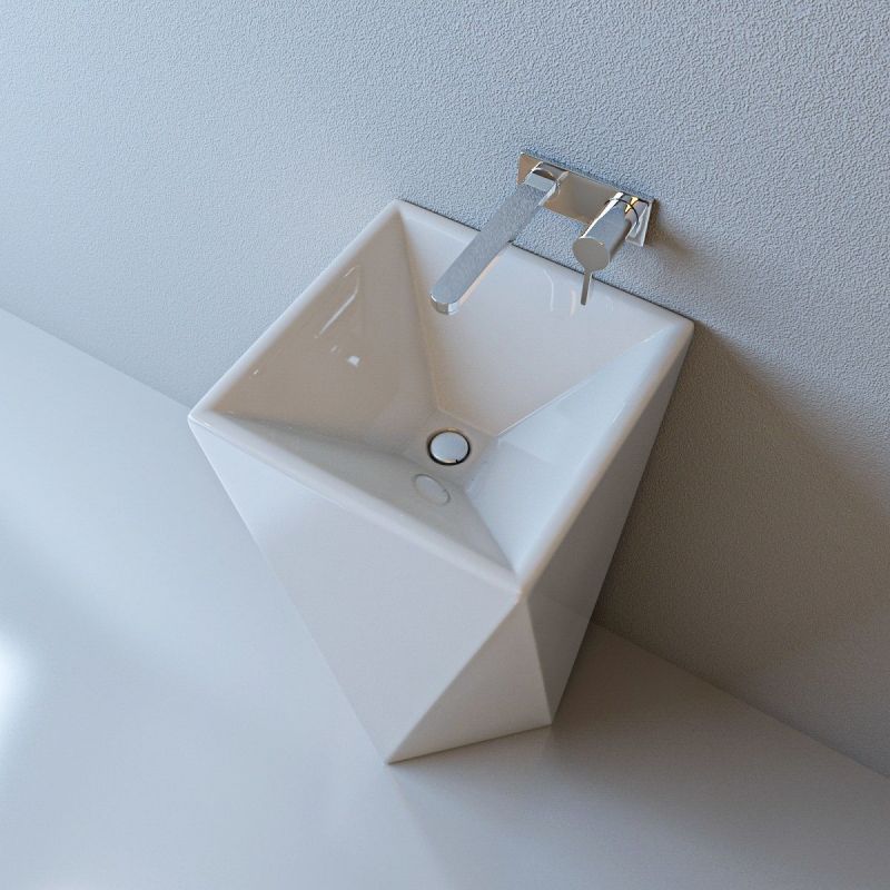 Lavoar stativ Enrico, Alb, 47x47x83 cm, montaj pe podea, ceramica sanitara