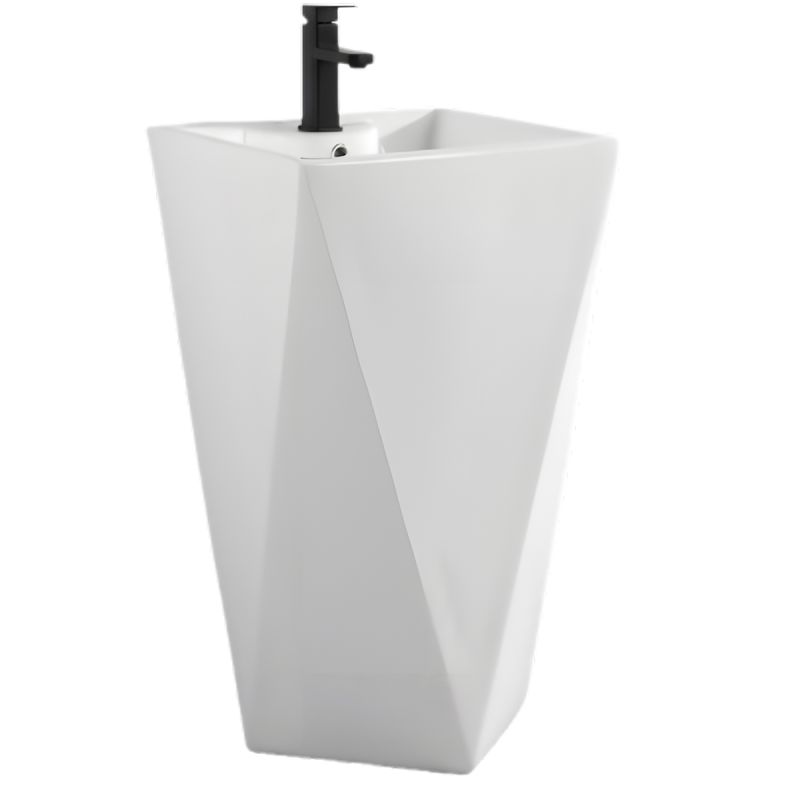 Lavoar stativ Enrico, Alb, cu gaura de baterie, 47x47x83 cm, montaj pe podea, ceramica sanitara