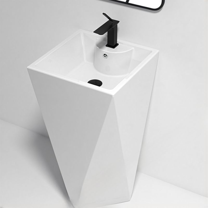 Lavoar stativ Enrico, Alb, cu gaura de baterie, 47x47x83 cm, montaj pe podea, ceramica sanitara