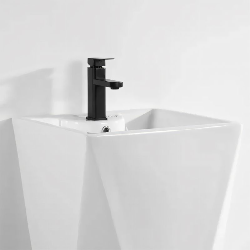 Lavoar stativ Enrico, Alb, cu gaura de baterie, 47x47x83 cm, montaj pe podea, ceramica sanitara