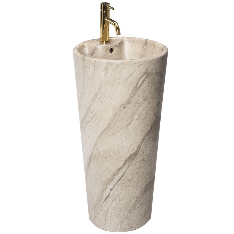 Lavoar stativ, finisaj piatra naturala, 39x39x82 cm, montaj pe podea, ceramica sanitara, Lucia Stone