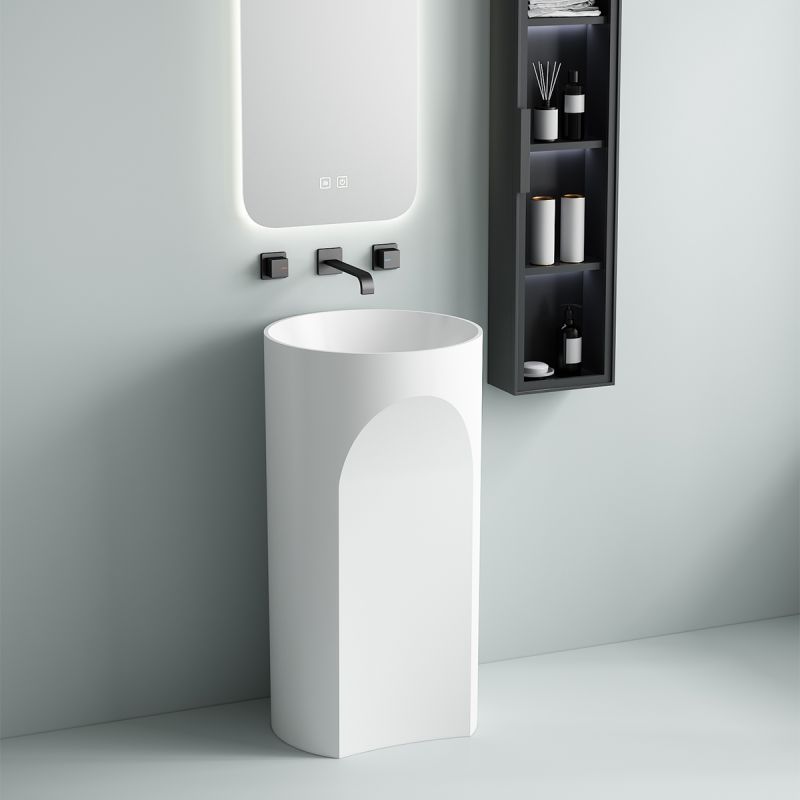 Lavoar stativ, freestanding, Alb Lucios, 44x46x85 cm, ceramica sanitara, Ontario